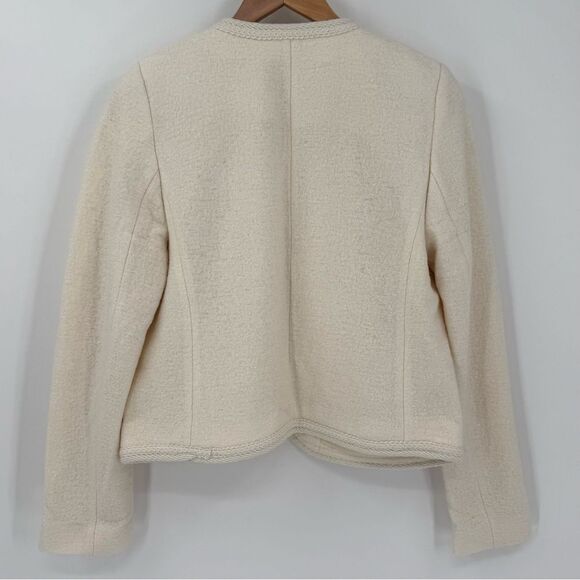 Talbots Berkshire Wool Blend Crop Blazer Jacket Cream Women 8 NWT Business - Picture 2 of 8